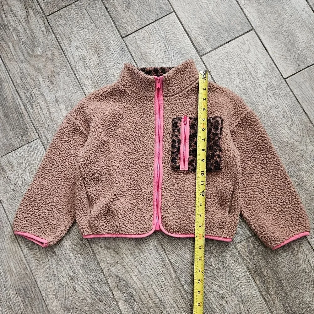 Old Navy Tan Fleece Jacket with Pink Trim Size S